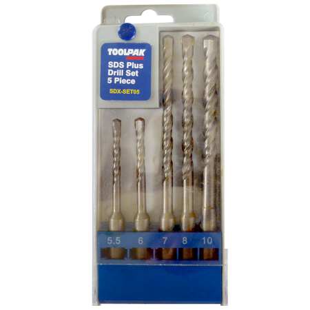 SDS Plus Masonry Drill Bit Set 5 Piece Toolpak 